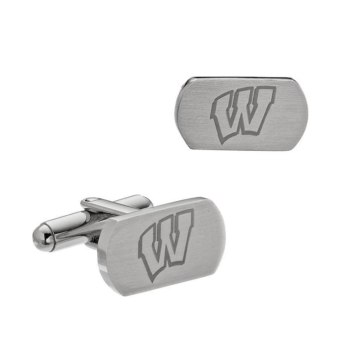 Fiora Stainless Steel Wisconsin Badgers Cuff Links, Men's, Grey