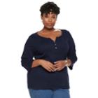 Plus Size Croft & Barrow&reg; Henley, Women's, Size: 1xl, Dark Blue