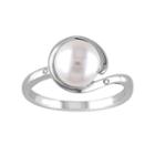 10k White Gold Diamond Accent & Freshwater Cultured Pearl Swirl Ring, Women's, Size: 9
