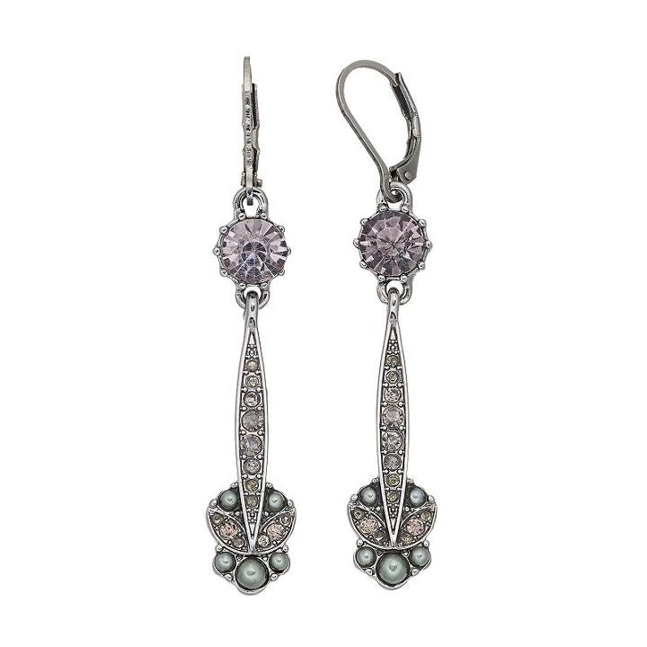 Simply Vera Vera Wang Purple Simulated Crystal Nickel Free Linear Earrings, Women's, Dark Grey