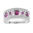 10k White Gold Ruby & 1/5 Carat T.w. Diamond X Ring, Women's, Size: 8, Red