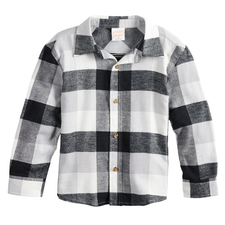 Toddler Boy Jumping Beans&reg; Plaid Flannel Button Down Shirt, Size: 4t, Black