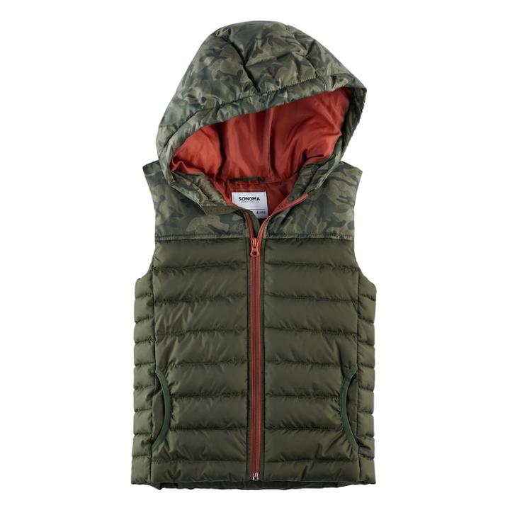 Boys 4-7x Sonoma Goods For Life&trade; Quilted Hooded Vest, Size: 4, Dark Green