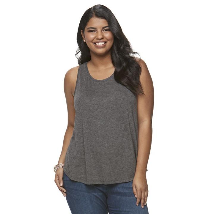 Juniors' Plus Size Mudd&reg; Racerback Tank, Girl's, Size: 2xl, Grey