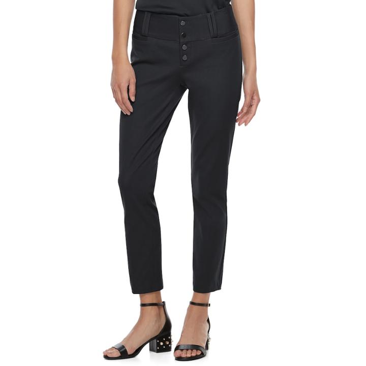 Juniors' Candie's&reg; Button Front Ankle Pants, Teens, Size: 0, Black
