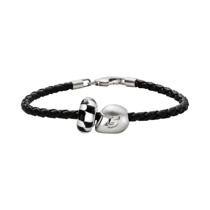 Insignia Collection Nascar Kasey Kahne Leather Bracelet And Sterling Silver 5 Helmet Bead Set, Women's, Size: 7.5, Multicolor