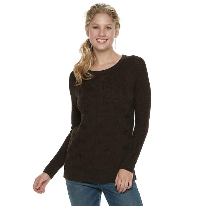 Women's Sonoma Goods For Life&trade; Twist Cable-knit Sweater, Size: Xl, Dark Brown