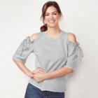 Women's Lc Lauren Conrad Cold-shoulder Ruffle Sweatshirt, Size: Small, Grey