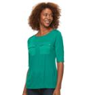 Women's Croft & Barrow&reg; Solid Pocket Tee, Size: Xxl, Med Green