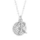 Crystal Silver-plated Disc & Initial Pendant Necklace, Women's, White