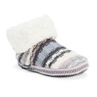 Muk Luks Women's Faux-fur Cuff Bootie Slippers, Size: Medium, Grey