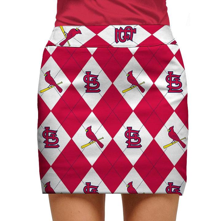 Women's Loudmouth St. Louis Cardinals Golf Argyle Skort, Size: 4, Brt Red