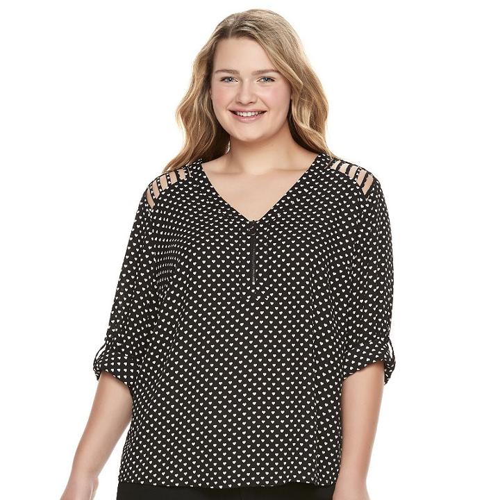 Juniors' Plus Size Candie's&reg; Strappy Shoulder Top, Girl's, Size: 1xl, Oxford