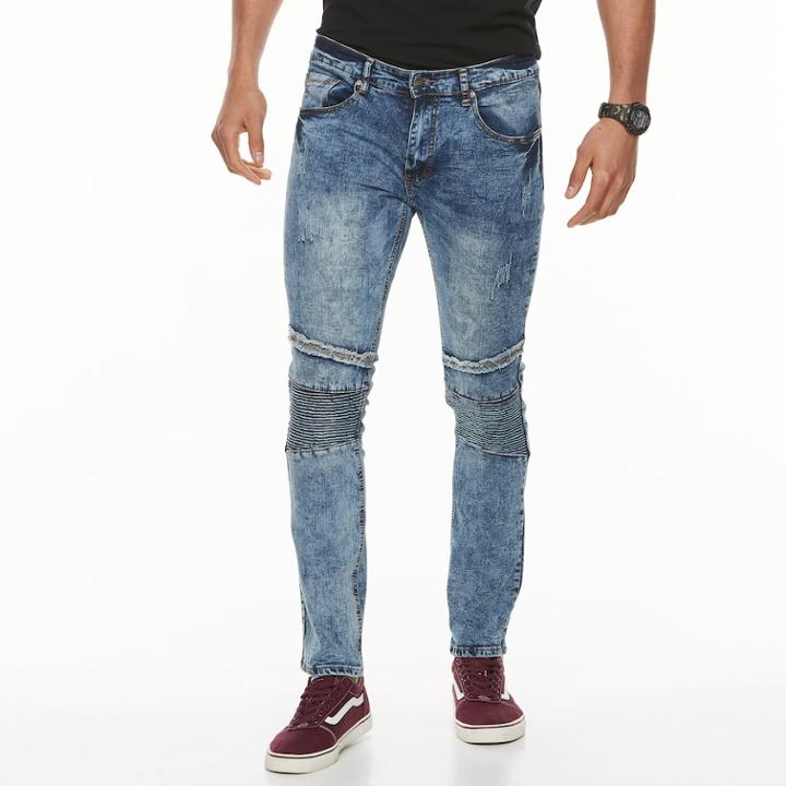 Men's Rawx Slim-fit Moto Stretch Jeans, Size: 32x32, Med Blue