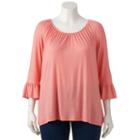 Plus Size Croft & Barrow&reg; Bell Sleeve Peasant Top, Women's, Size: 3xl, Pink Other