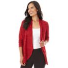 Women's Apt. 9&reg; Ruched Sleeve Open-front Cardigan, Size: Small, Red Black Marl