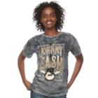 Juniors' Johnny Cash Mineral Wash Graphic Tee, Teens, Size: Xs, Black