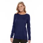 Women's Apt. 9&reg; Metallic Crewneck Sweater, Size: Xl, Dark Blue