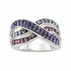 Confetti Purple Crystal Crisscross Ring, Women's, Size: 7
