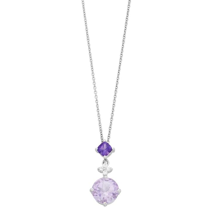 Sterling Silver Amethyst & White Sapphire Tiered Pendant Necklace, Women's, Size: 18, Purple
