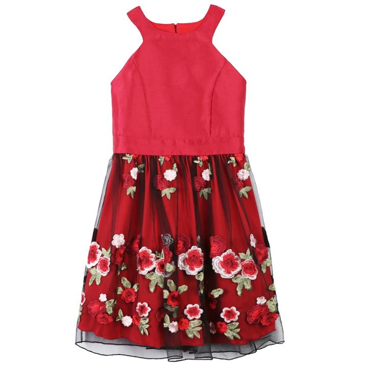 Girls 7-16 Speechless Embroidered Applique Rose Skirt Dress, Size: 14, Pink