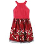 Girls 7-16 Speechless Embroidered Applique Rose Skirt Dress, Size: 14, Pink