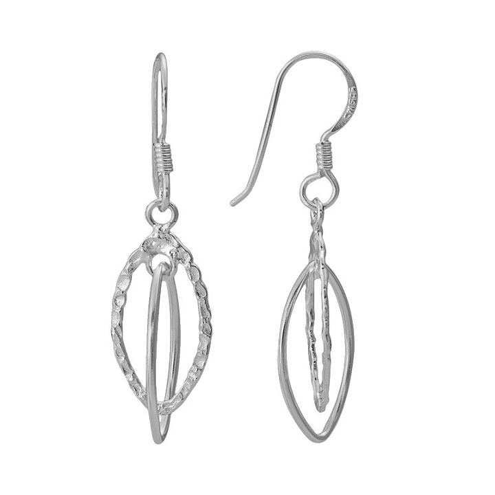 Sterling Silver Twist Oval Hoop Drop Earrings, Women's, Grey