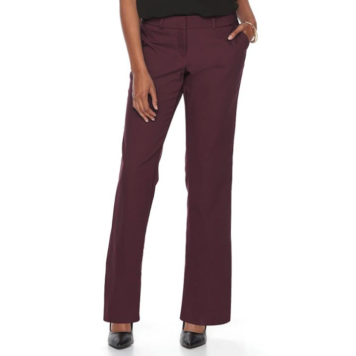 Petite Apt. 9&reg; Torie Curvy Straight-leg Dress Pants, Women's, Size: 4p-short, Red