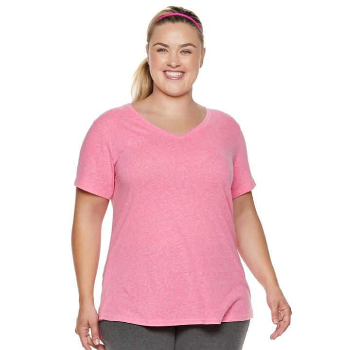 Plus Size Tek Gear&reg; Dry Tek Graphic V-neck Tee, Women's, Size: 1xl, Med Pink