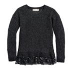 Girls 7-16 & Plus Size Pink Republic Tulle Hem Metallic Sweater, Size: Large, Black