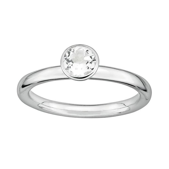 Stacks And Stones Sterling Silver White Topaz Stack Ring, Women's, Size: 8, Grey