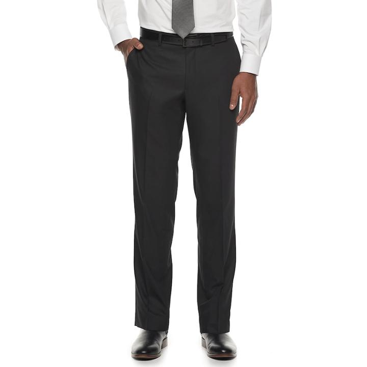Men's Savile Row Modern-fit Stretch Dress Pants, Size: 44x32, Black