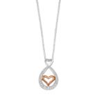 Silver Expressions By Larocks Two Tone Silver Plated Cubic Zirconia Mother Daughter Heart Pendant, Women's, White