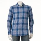 Men's Sonoma Goods For Life&trade; Modern-fit Plaid Poplin Button-down Shirt, Size: Medium, Dark Blue