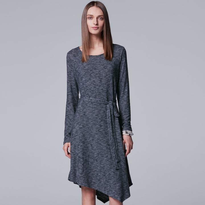 Women's Simply Vera Vera Wang Asymmetrical Shift Dress, Size: Xs, Dark Grey