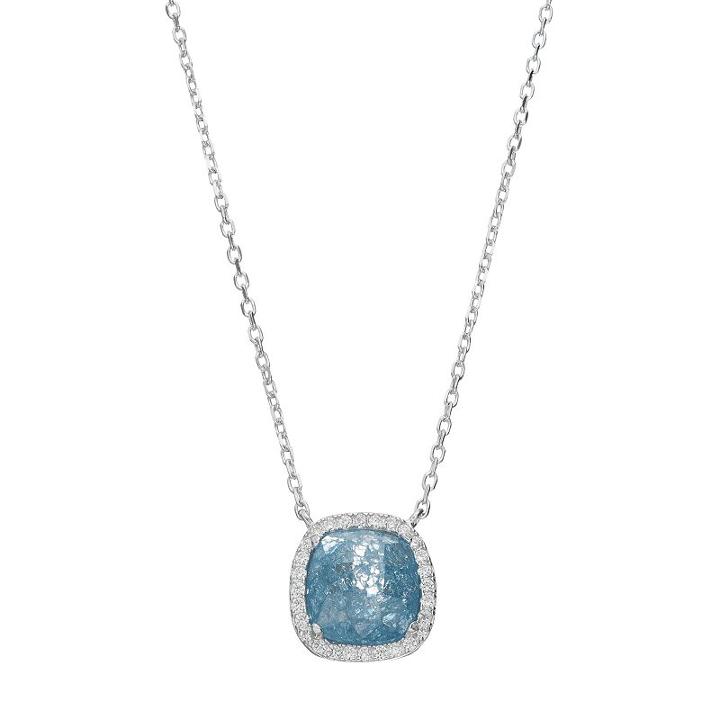 Sterling Silver Cubic Zirconia Halo Necklace, Women's, Size: 26, Blue