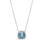 Sterling Silver Cubic Zirconia Halo Necklace, Women's, Size: 26, Blue
