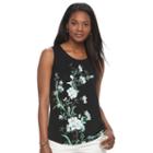 Women's Croft & Barrow&reg; Medallion Shirred Tank, Size: Small, Oxford