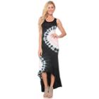 Women's White Mark Tie-dye High-low Maxi Dress, Size: Small, Black