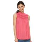 Petite Apt. 9&reg; Crochet Mockneck Tank, Women's, Size: M Petite, Med Pink