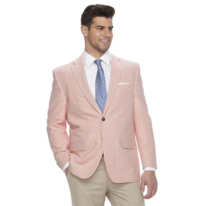 Men's Chaps Seersucker Classic-fit Sport Coat, Size: 40 - Regular, Orange