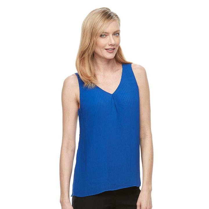 Women's Dana Buchman Accordion-pleat Tank, Size: Large, Blue