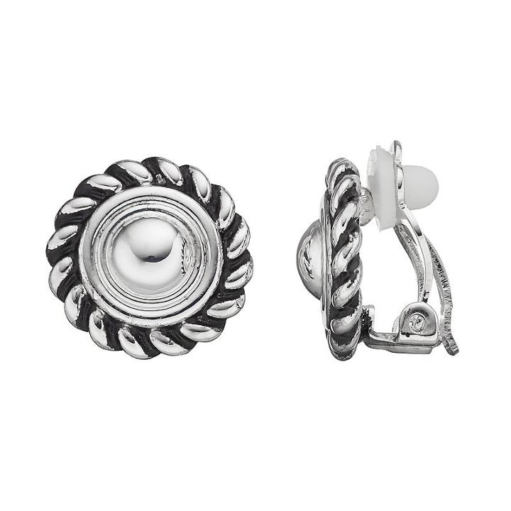 Dana Buchman Rope Clip On Earrings, Women's, Silver