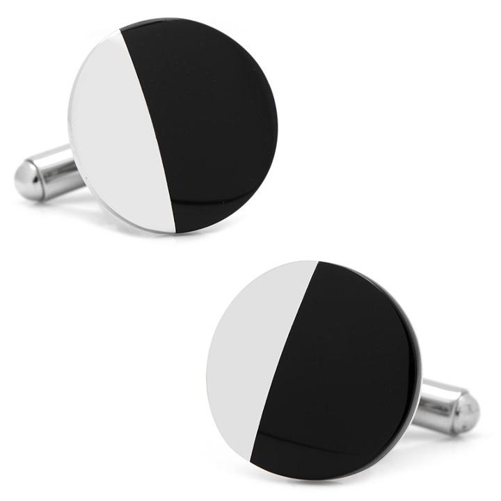 Round Onyx Cuff Links, Men's, Black