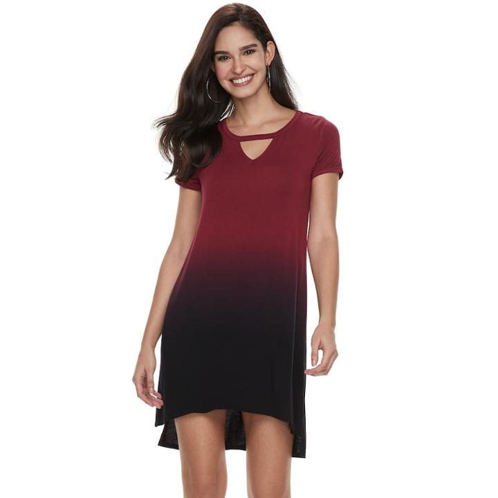 Women's Rock & Republic&reg; Choker Neck T-shirt Dress, Size: Small, Red