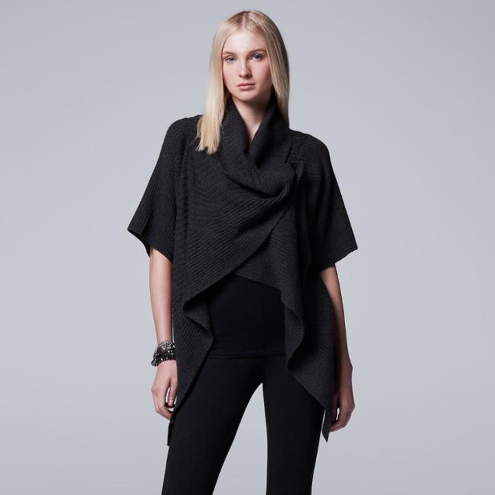 Women's Simply Vera Vera Wang Draped Wrap Cardigan, Size: Medium, Dark Grey