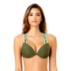 Juniors' California Sunshine Macrame Push-up Bikini Top, Women's, Size: Medium, Dark Green