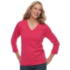 Women's Croft & Barrow&reg; V-neck Lightweight Sweater, Size: Xxl, Med Pink