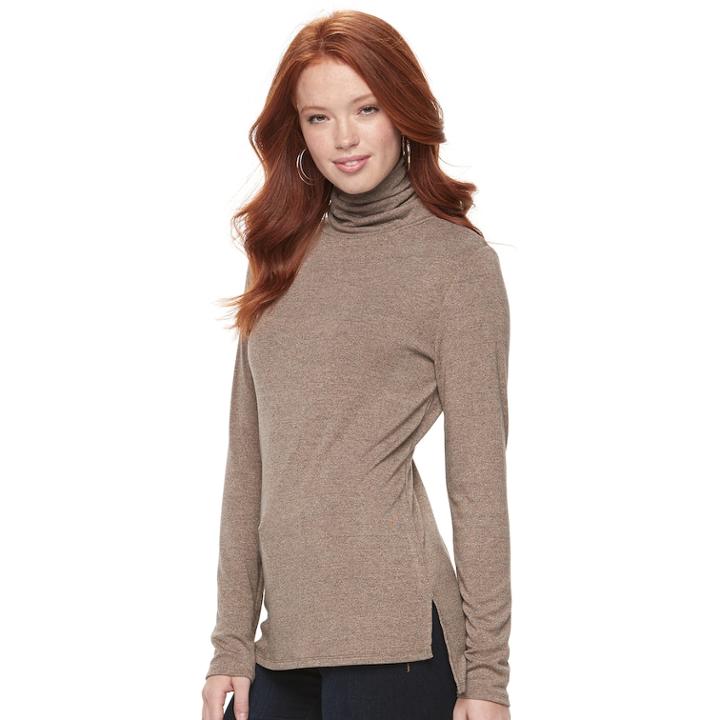 Women's Apt. 9&reg; Turtleneck Tee, Size: Medium, Dark Beige