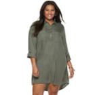 Juniors' Plus Size So&reg; Solid Utility Shirtdress, Teens, Size: 2xl, Med Grey